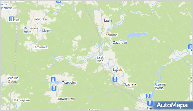 mapa Łąski Piec, Łąski Piec na mapie Targeo