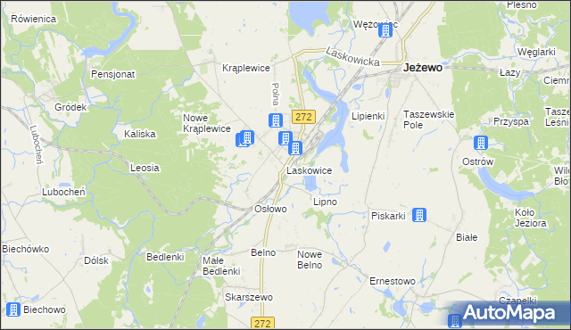 mapa Laskowice gmina Jeżewo, Laskowice gmina Jeżewo na mapie Targeo