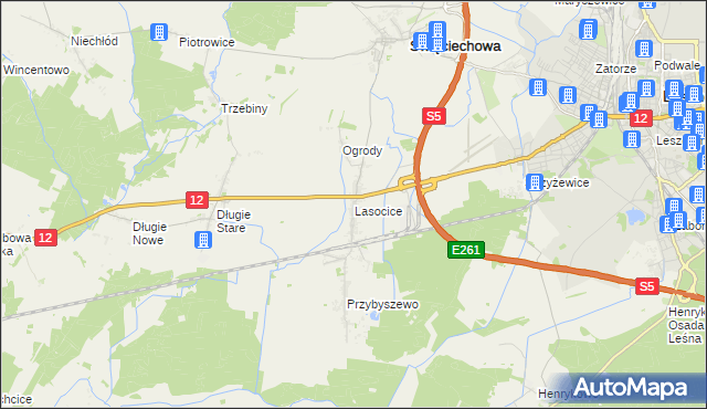 mapa Lasocice gmina Święciechowa, Lasocice gmina Święciechowa na mapie Targeo