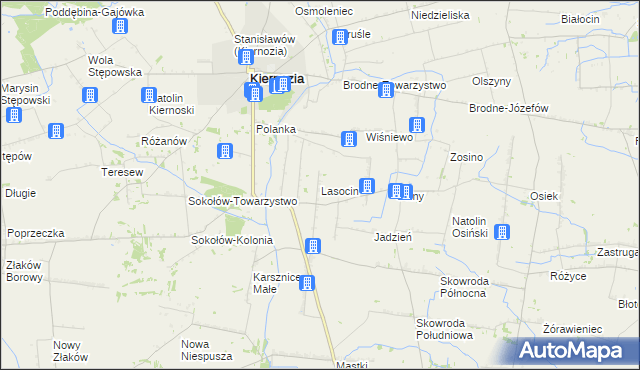 mapa Lasocin gmina Kiernozia, Lasocin gmina Kiernozia na mapie Targeo