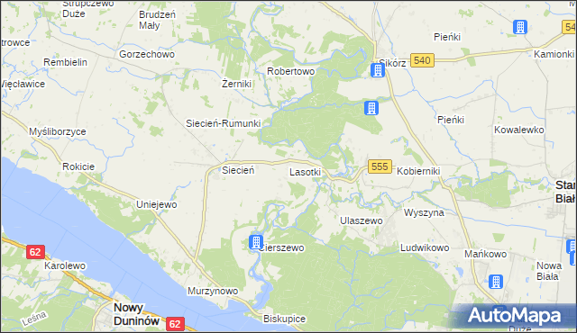 mapa Lasotki gmina Brudzeń Duży, Lasotki gmina Brudzeń Duży na mapie Targeo