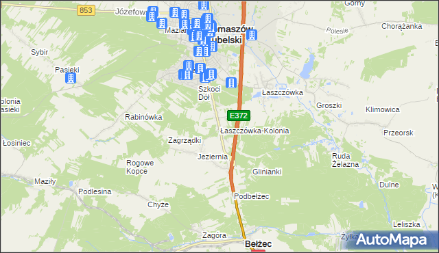 mapa Łaszczówka-Kolonia, Łaszczówka-Kolonia na mapie Targeo