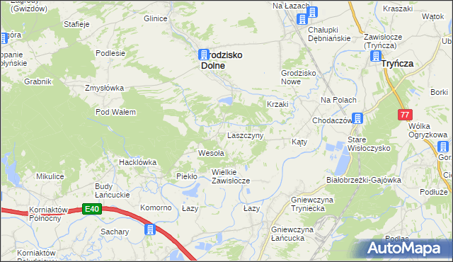 mapa Laszczyny, Laszczyny na mapie Targeo