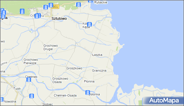 mapa Łaszka, Łaszka na mapie Targeo