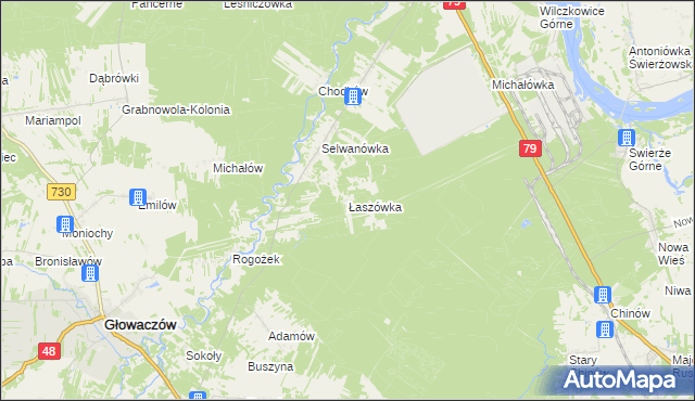 mapa Łaszówka, Łaszówka na mapie Targeo