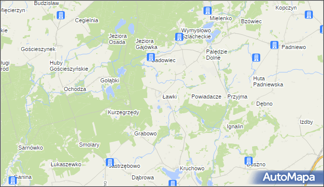 mapa Ławki gmina Trzemeszno, Ławki gmina Trzemeszno na mapie Targeo