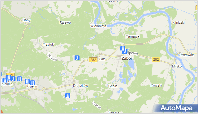 mapa Łaz gmina Zabór, Łaz gmina Zabór na mapie Targeo
