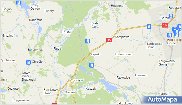 mapa Łążek gmina Lubawa, Łążek gmina Lubawa na mapie Targeo