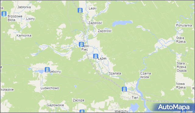 mapa Łążek gmina Osie, Łążek gmina Osie na mapie Targeo