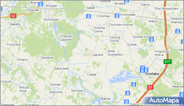 mapa Łaziska gmina Orońsko, Łaziska gmina Orońsko na mapie Targeo
