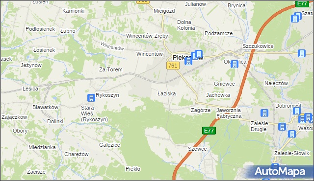 mapa Łaziska gmina Piekoszów, Łaziska gmina Piekoszów na mapie Targeo