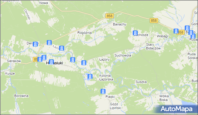 mapa Łazory, Łazory na mapie Targeo