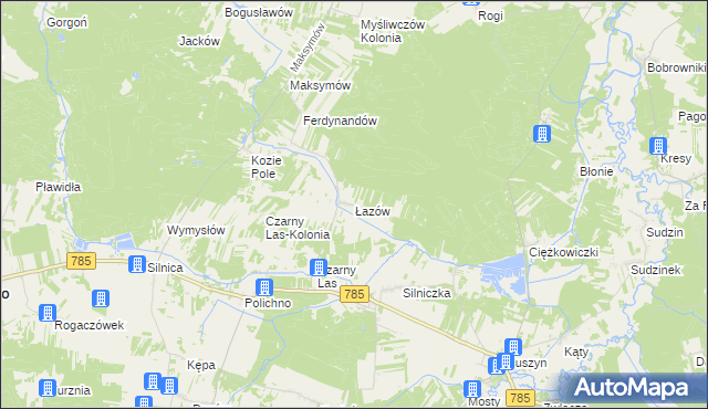 mapa Łazów gmina Żytno, Łazów gmina Żytno na mapie Targeo