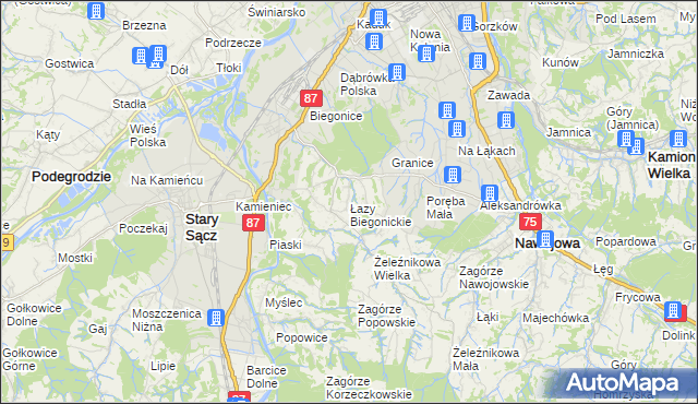 mapa Łazy Biegonickie, Łazy Biegonickie na mapie Targeo