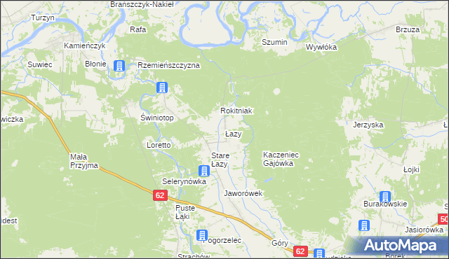 mapa Łazy gmina Łochów, Łazy gmina Łochów na mapie Targeo