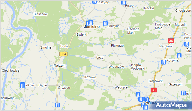 mapa Łazy gmina Wińsko, Łazy gmina Wińsko na mapie Targeo