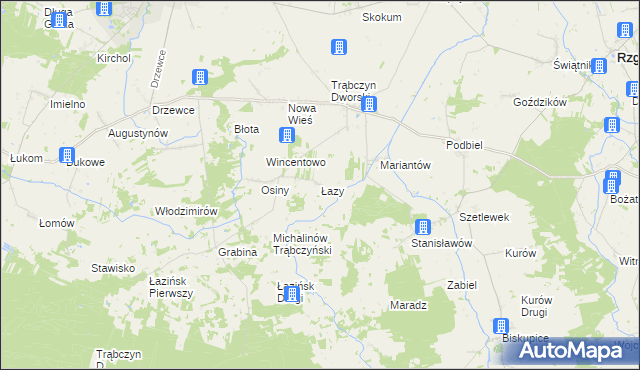 mapa Łazy gmina Zagórów, Łazy gmina Zagórów na mapie Targeo