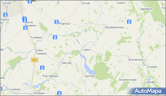 mapa Łążyn gmina Lubawa, Łążyn gmina Lubawa na mapie Targeo