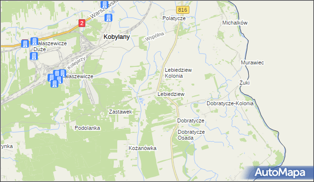 mapa Lebiedziew, Lebiedziew na mapie Targeo