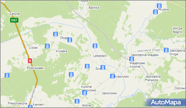 mapa Lebiedzin gmina Sztabin, Lebiedzin gmina Sztabin na mapie Targeo