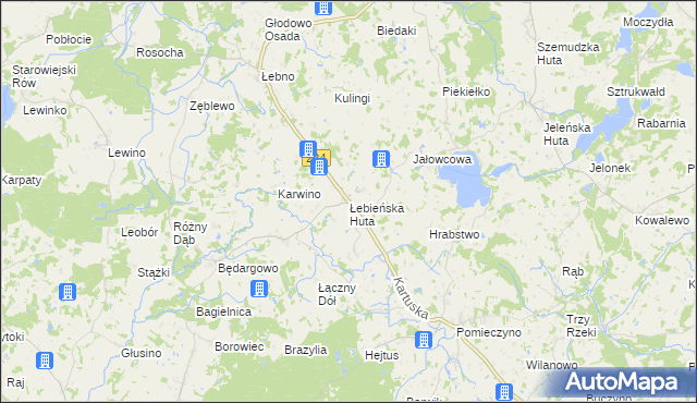 mapa Łebieńska Huta, Łebieńska Huta na mapie Targeo