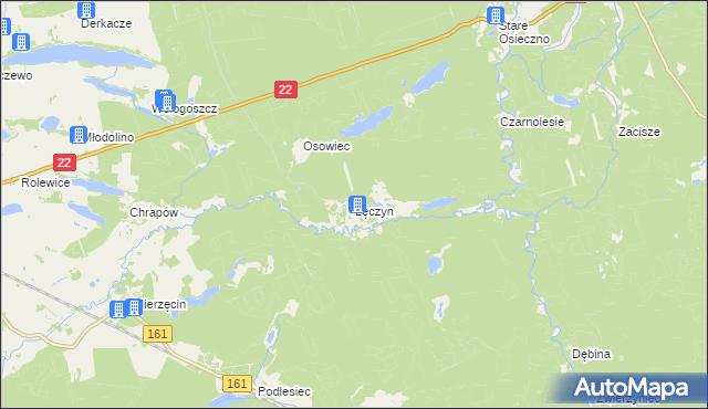 mapa Łęczyn gmina Dobiegniew, Łęczyn gmina Dobiegniew na mapie Targeo