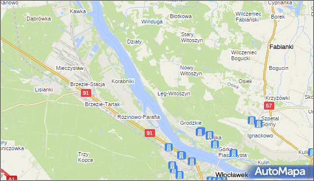 mapa Łęg-Witoszyn, Łęg-Witoszyn na mapie Targeo