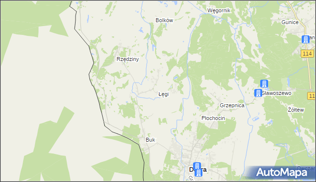 mapa Łęgi gmina Dobra (Szczecińska), Łęgi gmina Dobra (Szczecińska) na mapie Targeo