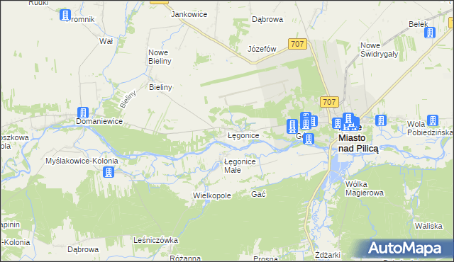 mapa Łęgonice, Łęgonice na mapie Targeo