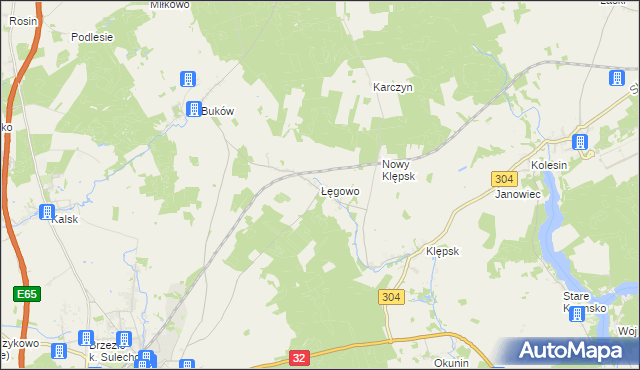 mapa Łęgowo gmina Sulechów, Łęgowo gmina Sulechów na mapie Targeo