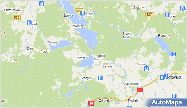 mapa Łęgucki Młyn, Łęgucki Młyn na mapie Targeo