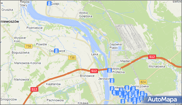 mapa Łęka gmina Puławy, Łęka gmina Puławy na mapie Targeo