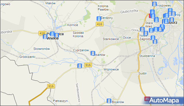mapa Lekartów, Lekartów na mapie Targeo
