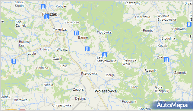 mapa Łęki Strzyżowskie, Łęki Strzyżowskie na mapie Targeo