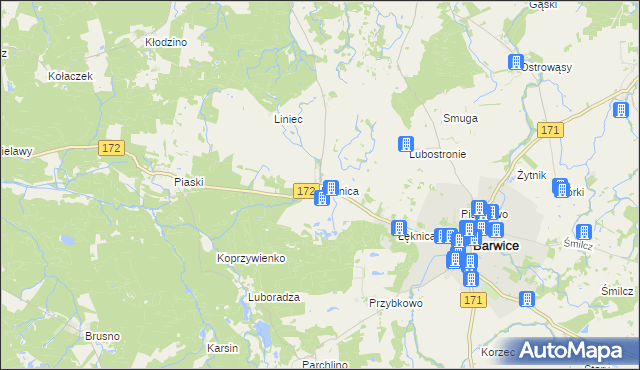 mapa Łeknica, Łeknica na mapie Targeo