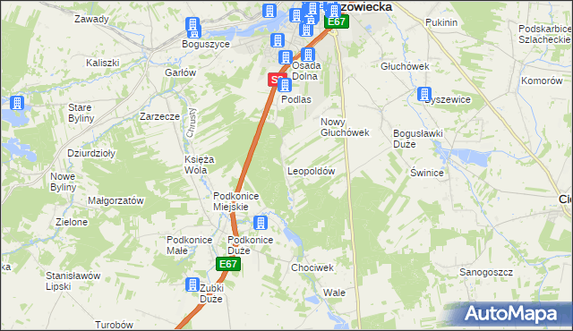 mapa Leopoldów gmina Rawa Mazowiecka, Leopoldów gmina Rawa Mazowiecka na mapie Targeo