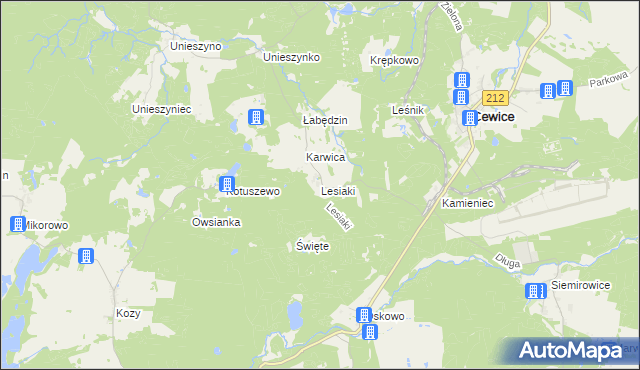 mapa Lesiaki gmina Cewice, Lesiaki gmina Cewice na mapie Targeo