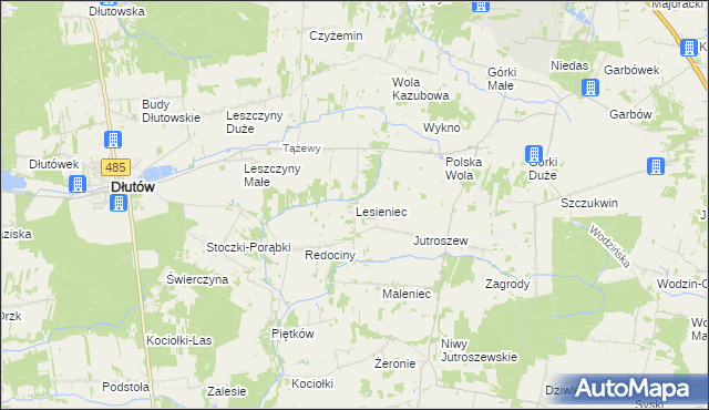 mapa Lesieniec gmina Dłutów, Lesieniec gmina Dłutów na mapie Targeo