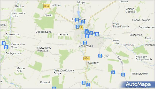 mapa Leśniczówka gmina Bychawa, Leśniczówka gmina Bychawa na mapie Targeo