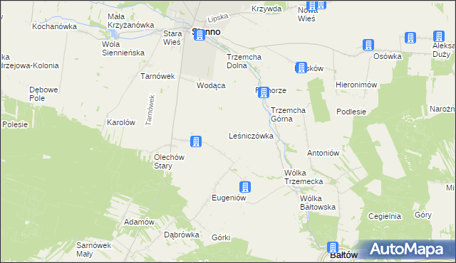 mapa Leśniczówka gmina Sienno, Leśniczówka gmina Sienno na mapie Targeo