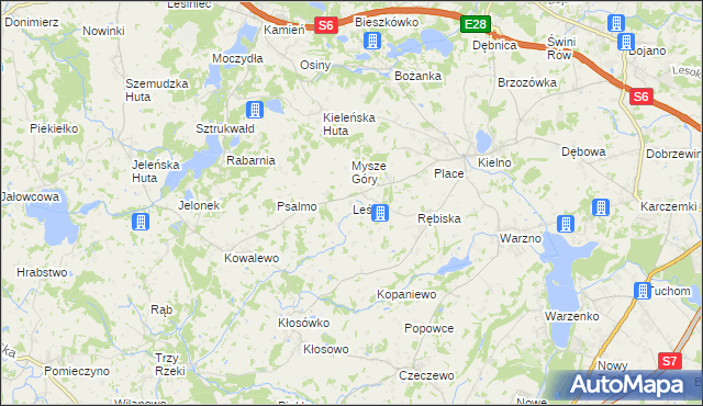 mapa Leśno gmina Szemud, Leśno gmina Szemud na mapie Targeo