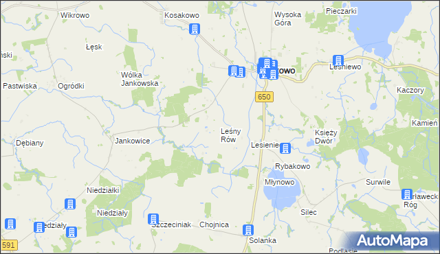 mapa Leśny Rów, Leśny Rów na mapie Targeo