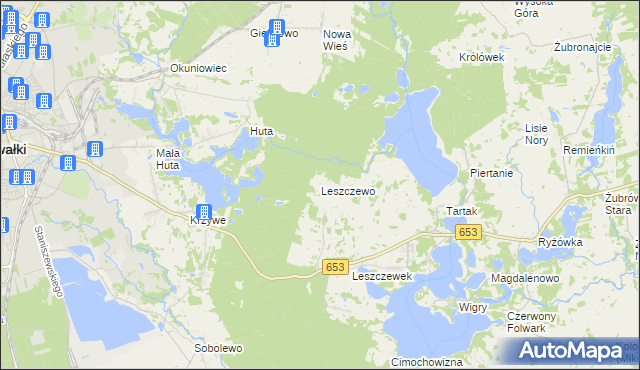 mapa Leszczewo gmina Suwałki, Leszczewo gmina Suwałki na mapie Targeo