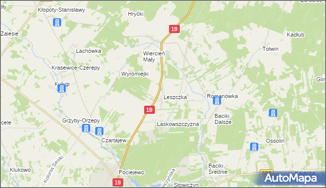 mapa Leszczka, Leszczka na mapie Targeo