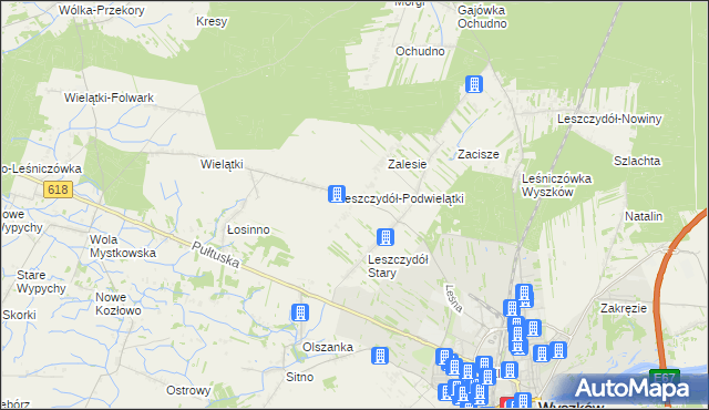 mapa Leszczydół-Działki, Leszczydół-Działki na mapie Targeo