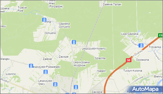 mapa Leszczydół-Nowiny, Leszczydół-Nowiny na mapie Targeo