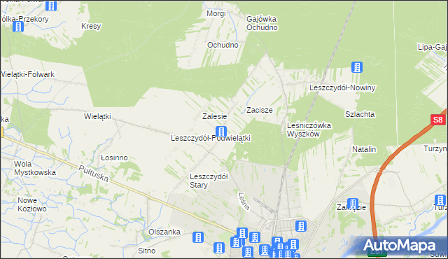 mapa Leszczydół-Pustki, Leszczydół-Pustki na mapie Targeo