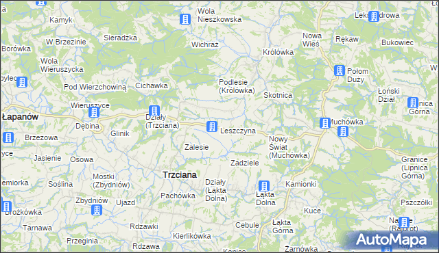 mapa Leszczyna gmina Trzciana, Leszczyna gmina Trzciana na mapie Targeo