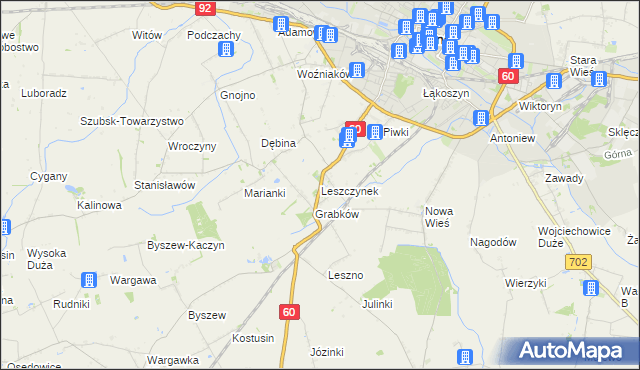mapa Leszczynek, Leszczynek na mapie Targeo