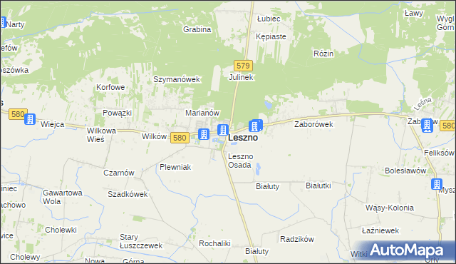 mapa Leszno powiat warszawski zachodni, Leszno powiat warszawski zachodni na mapie Targeo